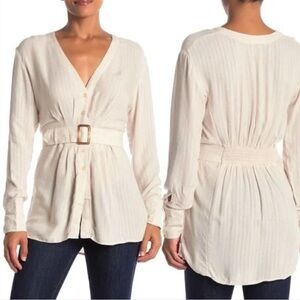 Free People Back In The Spotlight Belted Ivory Top